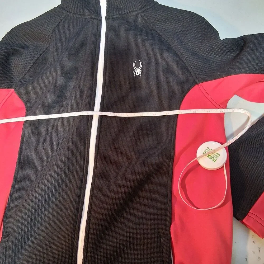 Spyder Boys Full Zip Ski Jacket Red Black Performance Fleece Snowboarding Sz  XL